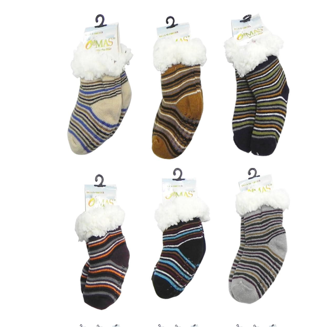 CALCETINES PANTUFLAS BEBE NIÑO CON CHIPORRO LINEAS TALLA 9-24 MESES | 12 UNID - 1