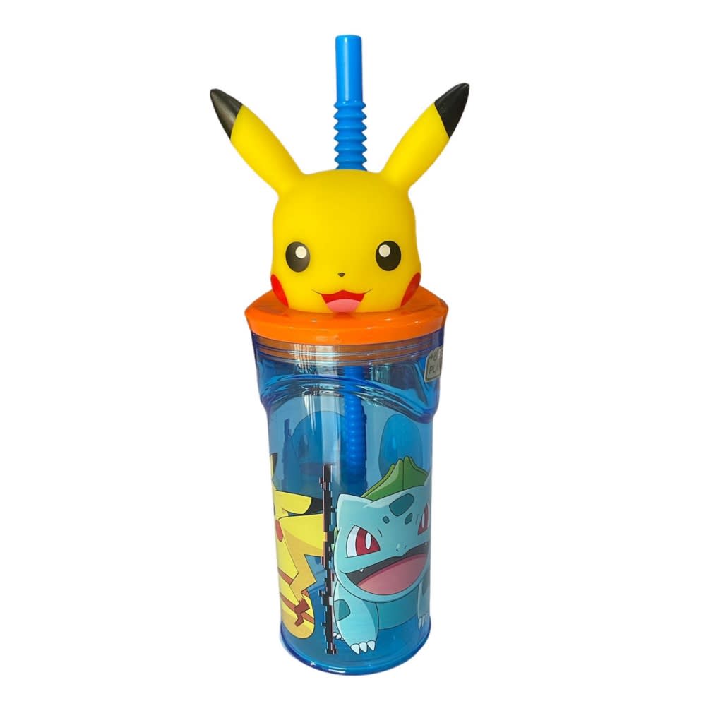 VASO INFANTIL CON FIGURA 3D POKEMON DISTORSION COLOR CELESTE - 1