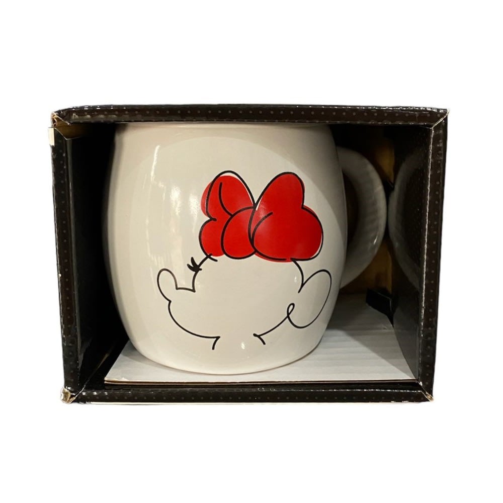 Tazza in rilievo ceramica tazza bianca di Minnie DISNEY pisello rosa - D