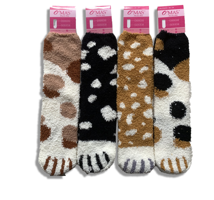 CALCETINES PLUSH MUJER CORTE MEDIO GARRA MASCOTA | 12 UNID TALLA UNICA - 1