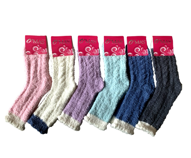 CALCETINES DE MUJER PLUSH CORTE MEDIO LISO | 12 UNID TALLA 2 - 4 - 6 - 1