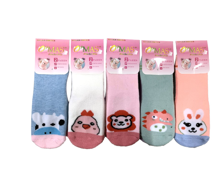 CALCETINES DE BEBE CON DIBUJOS TOALLA TALLA 18-24 MESES | 12 UNID - 1