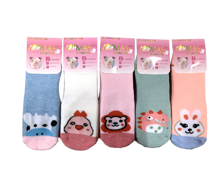 CALCETINES DE BEBE CON DIBUJOS TOALLA TALLA 9-18 MESES | 12 UNID - 1