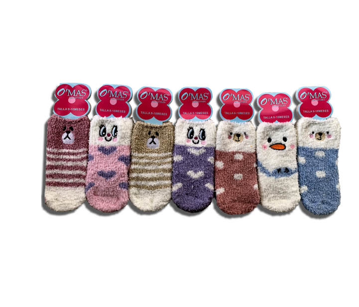 CALCETINES DE BEBE TOALLA CON DISEÑO ANIMALES 9-18 MESES | 12 UNID - 1
