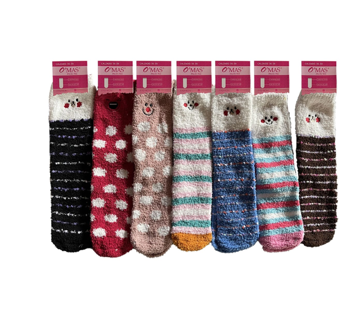 CALCETINES DE MUJER PLUMADA DISEÑO BORDADO | 12 UNID TALLA UNICA - 1