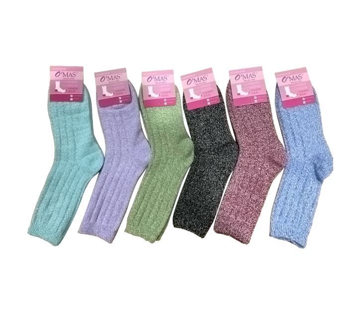 CALCETINES PLUSH MUJER CORTE MEDIO ACANALADO LISO| 12 UNID TALLA UNICA - 1