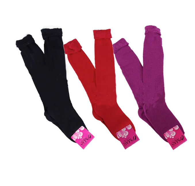 CALCETINES MUJER CON POLAR CORTE LARGO COLOR LISO | 12 UNID - 1
