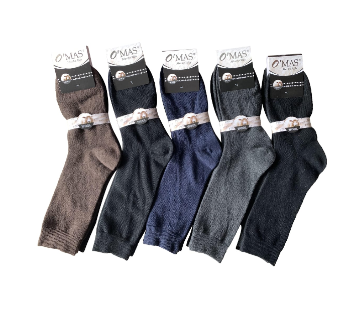CALCETINES DE HOMBRE CAÑA LARGA LANA LISO COLRES SURTIDOS TALLA ÚNICA |12 UNID - 1
