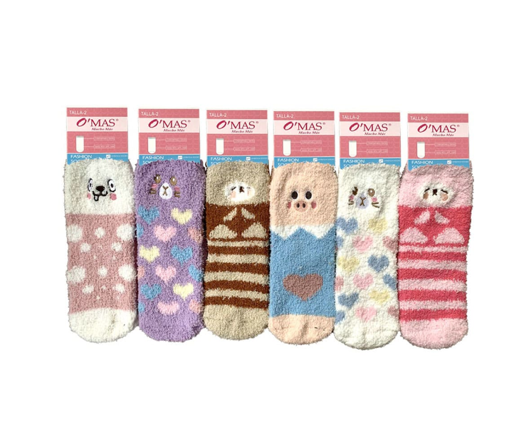 CALCETINES DE NIÑA PLUMADA CON DISEÑO BORDADO TALLA 4 |12 UNID - 1