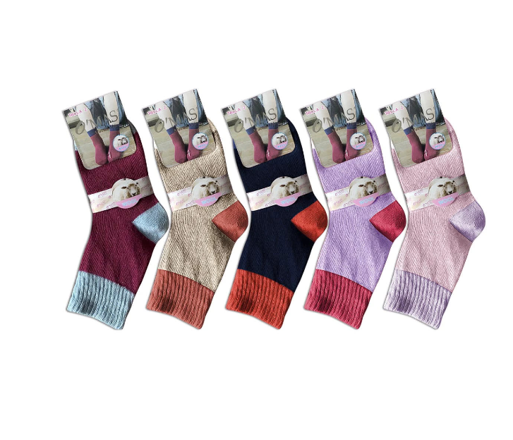 CALCETINES DE NIÑA LANA MEDIA CAÑA LISO TALLA 6 |12 UNI - 1