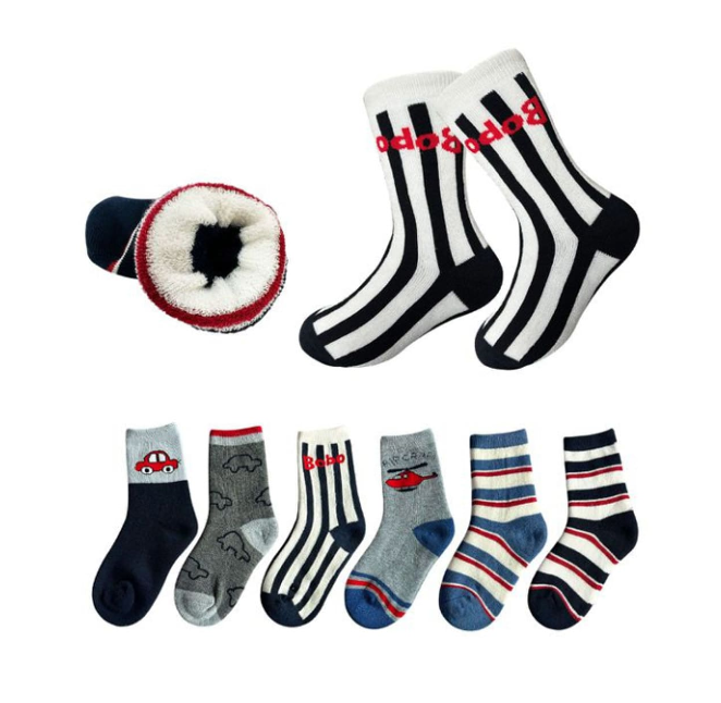 CALCETINES DE NIÑO CON RELLENO DE TOALLA TALLA 2 | 12 UNID - 1
