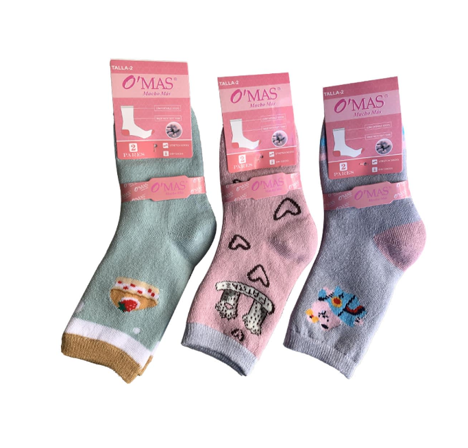 CALCETINES DE NIÑA DE TOALLA DIBUJO SURTIDO TALLA 6 |12 UNID - 1