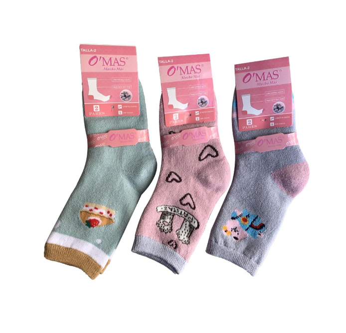 CALCETINES DE NIÑA DE TOALLA DIBUJO SURTIDO TALLA 2 |12 UNID - 1