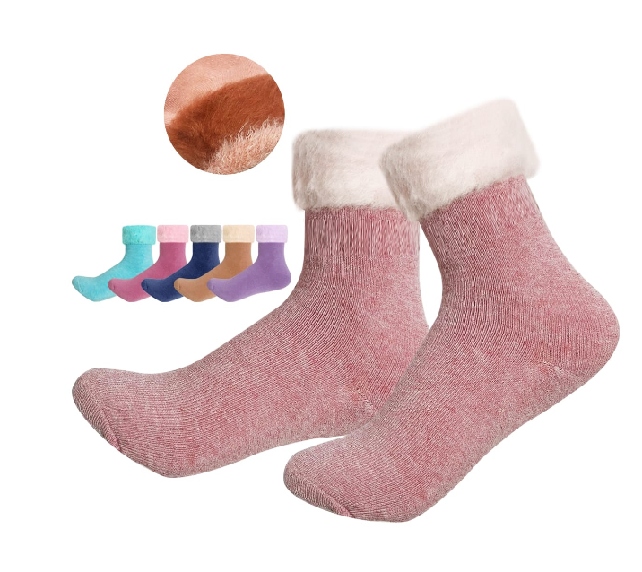 CALCETINES DE NIÑA TOALLA CON POLAR BICOLOR TALLA 4 | 12 UNID - 1