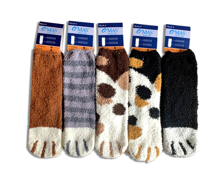 CALCETINES PLUSH NIÑO CORTE MEDIO GARRA MASCOTA TALLA 6 | 12 UNID - 1