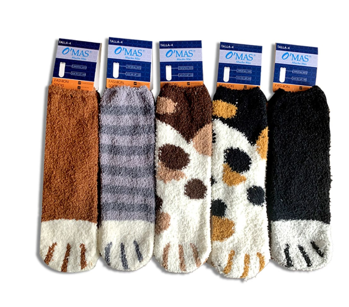 CALCETINES PLUSH NIÑO CORTE MEDIO GARRA MASCOTA TALLA 2 | 12 UNID - 1