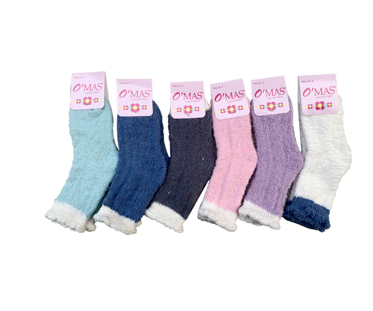 CALCETINES PLUSH NIÑA CORTE MEDIO LISO TALLA 6 | 12 UNID - 1