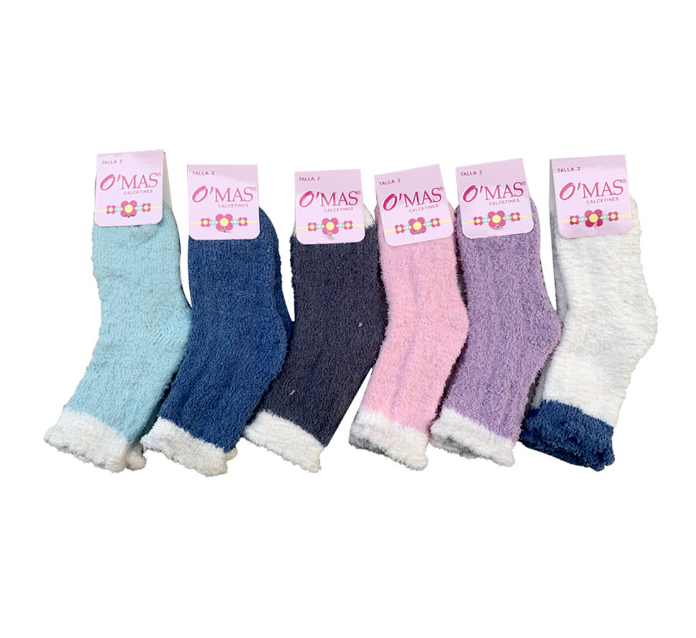 CALCETINES PLUSH NIÑA CORTE MEDIO LISO TALLA 4 | 12 UNID - 1