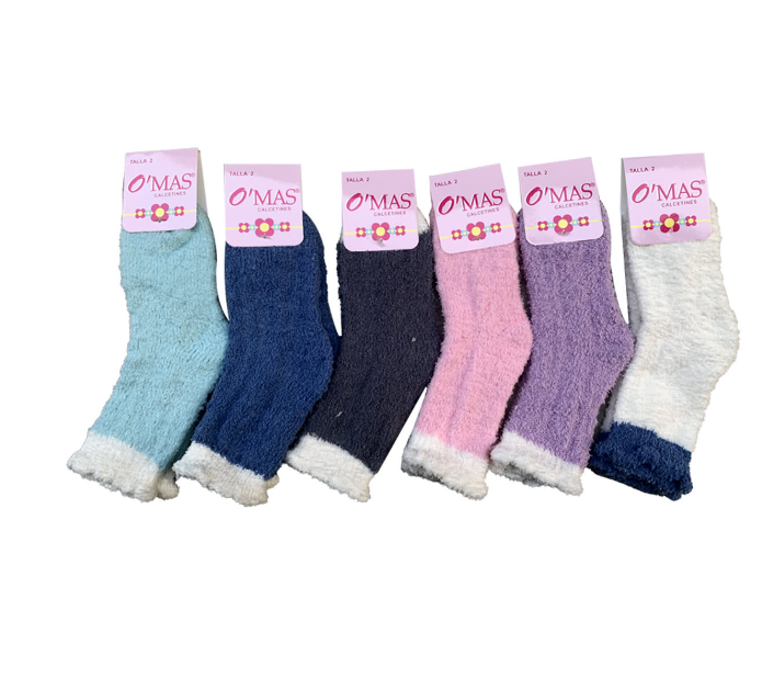 CALCETINES PLUSH NIÑA CORTE MEDIO LISO TALLA 2 | 12 UNID - 1