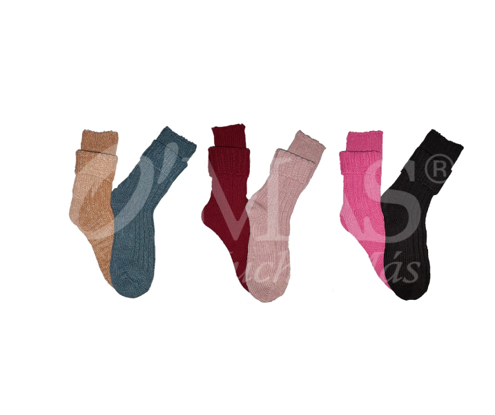 CALCETINES DE MUJER ACANALADO LISO COLORES SURTIDOS |12 UNID TALLA UNICA - 1