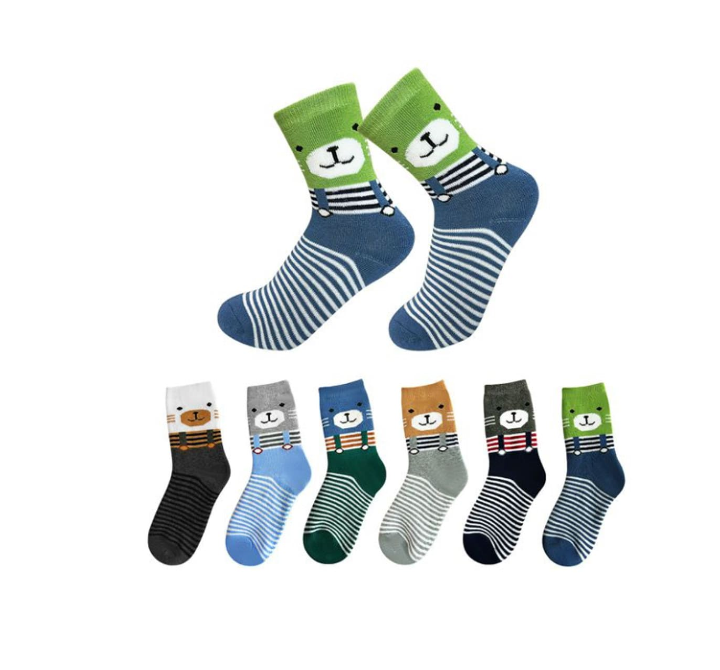 CALCETINES DE NIÑO DISEÑO GATO TOALLA TALLA 6 | 12 UNID - 1