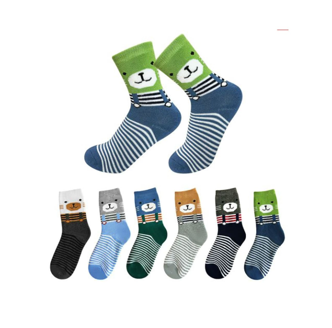 CALCETINES DE NIÑO DISEÑO GATO TOALLA TALLA 2 | 12 UNID - 1