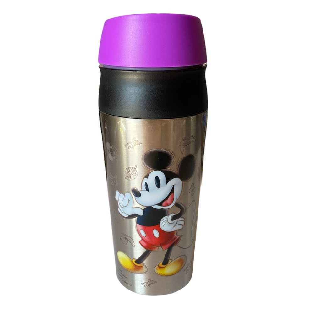 !2PCS VASO MUG BOTON CON TAPA MORADA - METALICO - 1