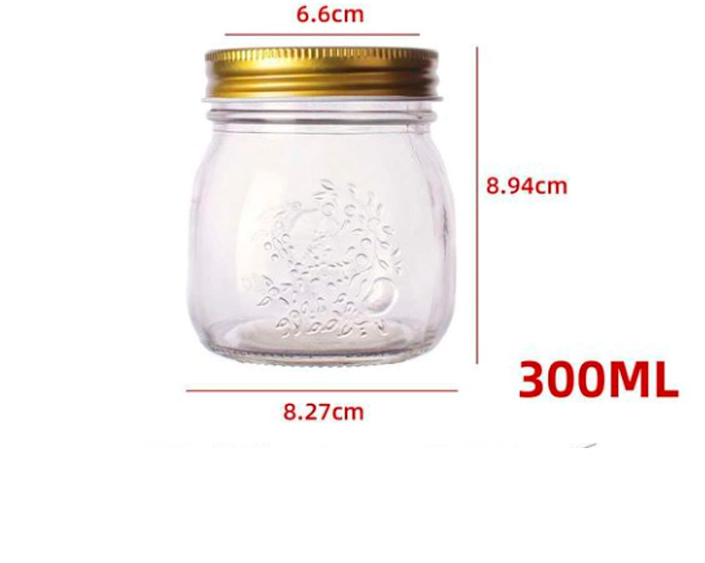 FRASCO DE VIDRIO CON TAPA DORADO 9X9X7CM - 1