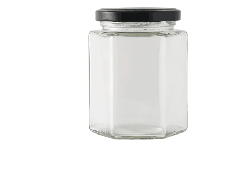 FRASCO DE VIDRIO CON TAPA ALUMINIO HEXAGONAL 380ML - 1
