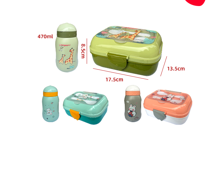 ENVASE LONCHERA Y BOTELLA PARA EL ALMUERZO 8.5X17.5X13.5CM 470ML - 1