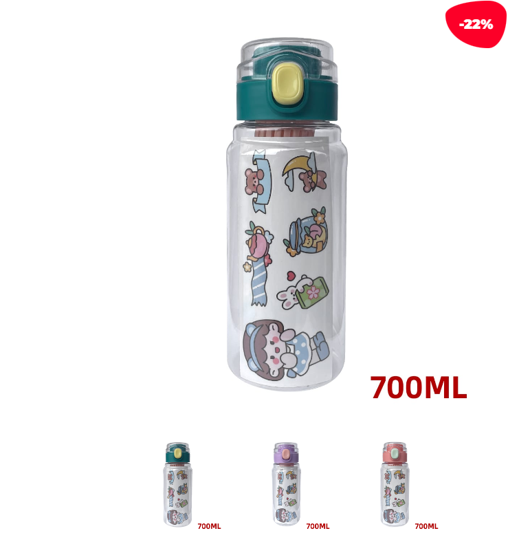 BOTELLA DE PLÁSTICO CON FILTRO STICKERS DECORATIVO 700ML - 1