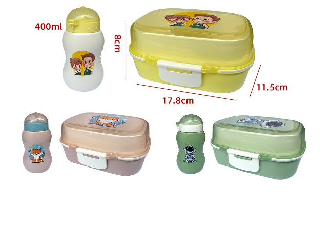ENVASE LONCHERA CON BOTELLA 2 NIVELES 8X17.8X11.5CM - 1