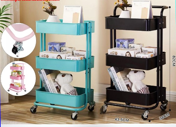 CARRITO ORGANIZADOR MULTIUSO CON RUEDAS DE COCINA 3 NIVELES NEGRO - 1