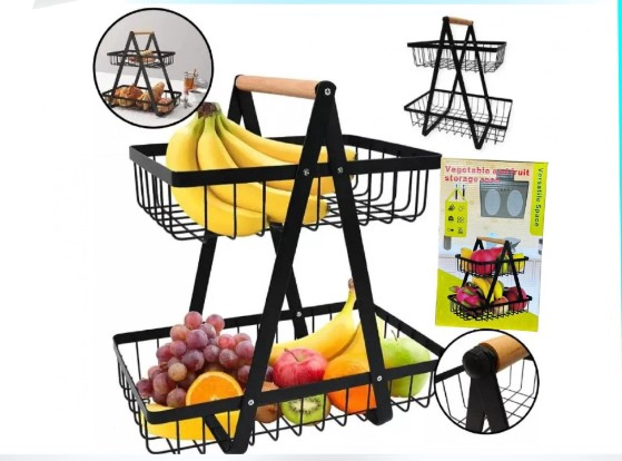 CESTA METÁLICA DE 2 NIVELES FRUTAS Y MULTIUSOS - 1