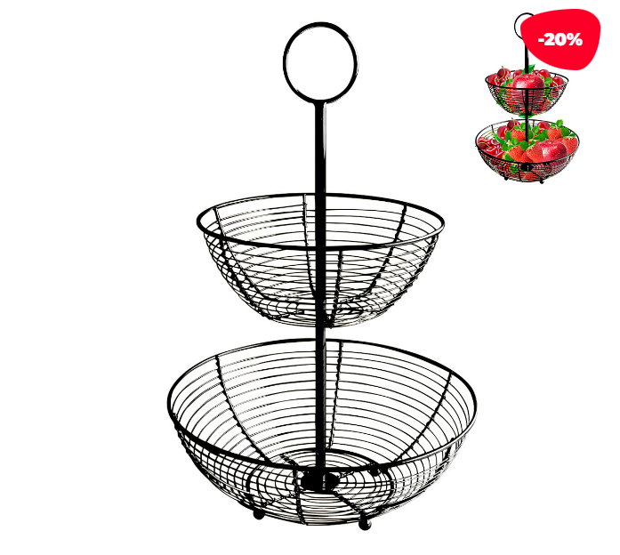 FRUTERA METAL NEGRO 2 NIVEL 45X29.8CM - 1