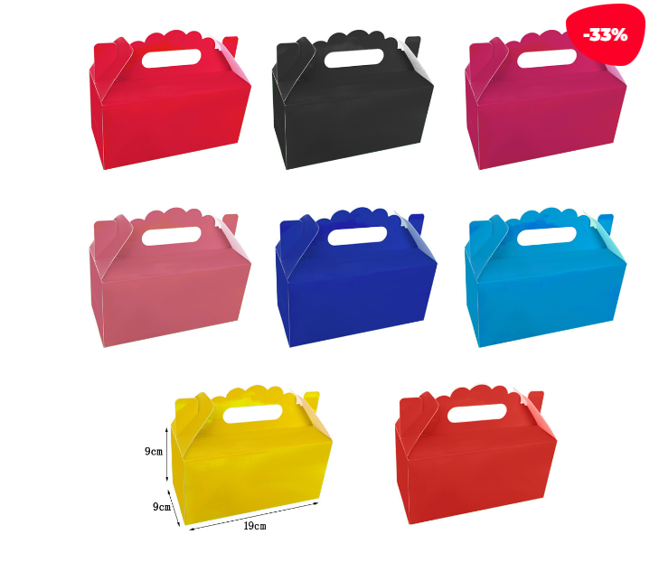 CAJA COTILLÓN COLOR LISO CARTÓN 19X9X9CM 12 UNID - 1