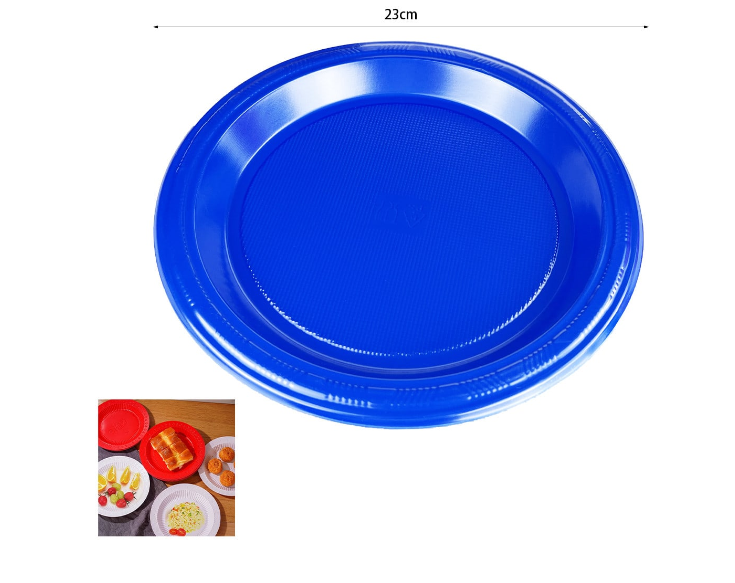 PLATO PLASTICO AZUL 23X23CM 12 UNID - 1