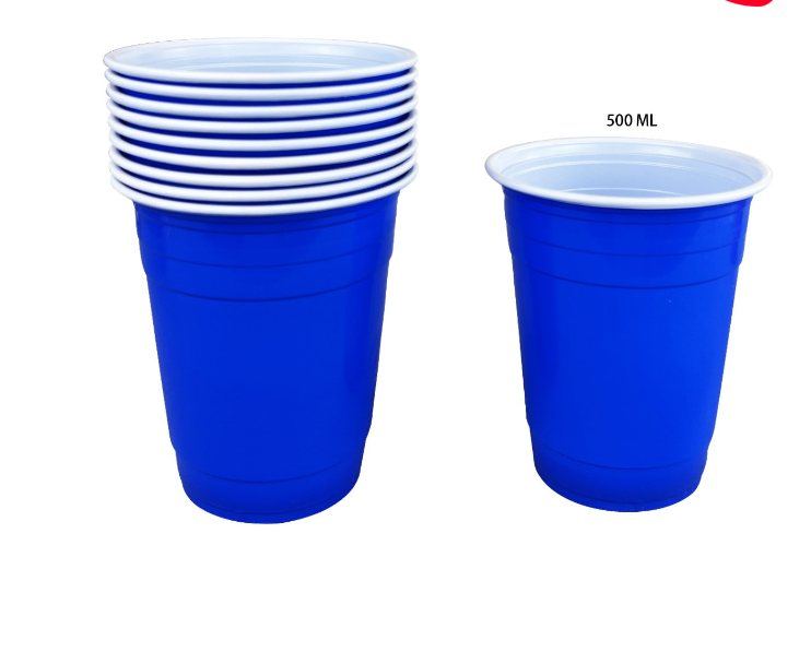 VASOS PLASTICO AZUL 500ML 12 UNID - 1