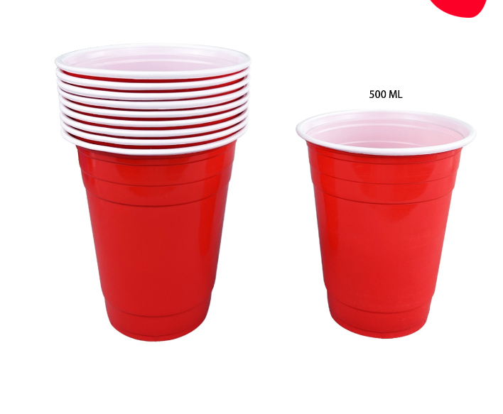 VASOS PLASTICO ROJO 500ML 12 UNID - 1