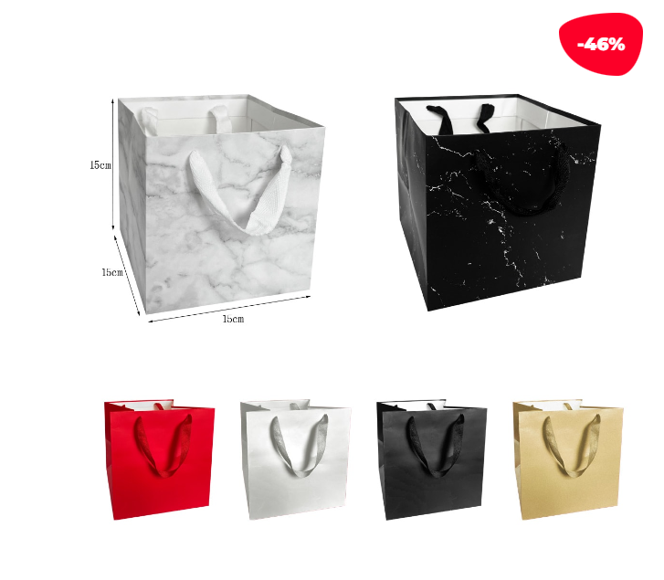 BOLSA REGALO GENÉRICA TIPO CAJA 15X15X15CM 12 UNIDADES - 1