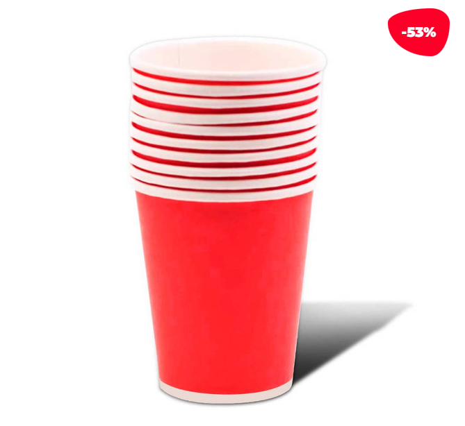 VASO CARTON ROJO 87X75X53| 6 UNID - 1
