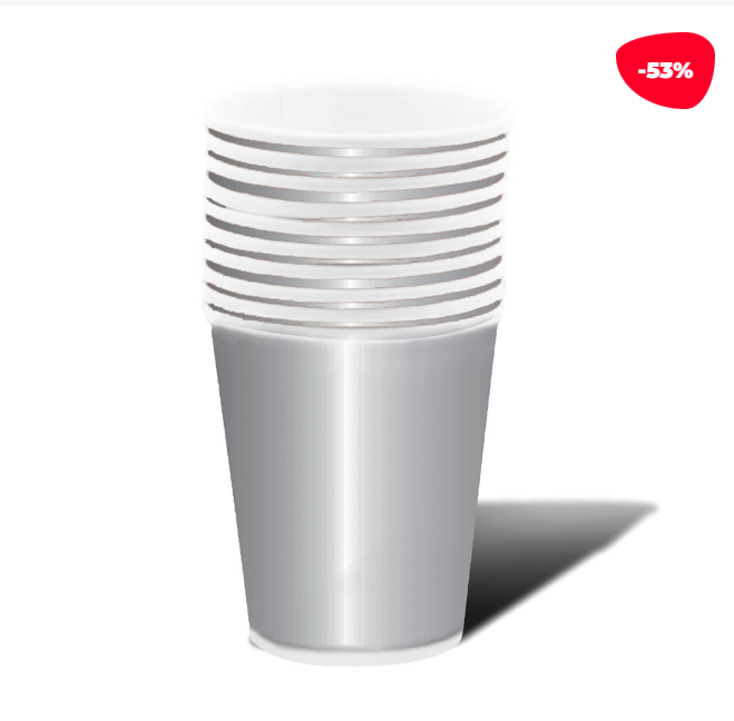 VASO CARTON PLATEADO 87X75X53| 6 UNID - 1