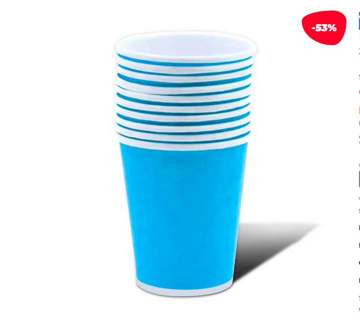 VASO CARTON CELESTE 87X75X53| 6 UNID - 1