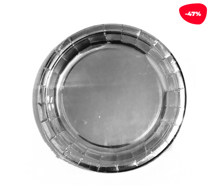 PLATO CARTON PLATEADO 18X18CM | 6 UNID - 1