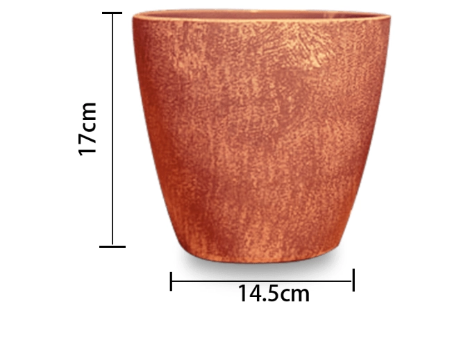 MACETERO PLASTICO CILINDRO JASPEADO NARANJA 17X14.5CM - 1