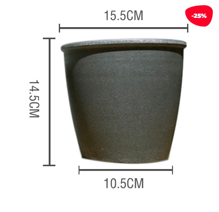 MACETERO PLASTICO JASPEADO NEGRO 15.5X10.5X14.5CM - 1