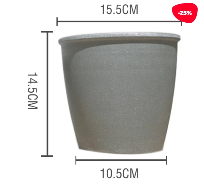 MACETERO PLASTICO JASPEADO GRIS OSCURO 15.5X10.5X14.5CM - 1