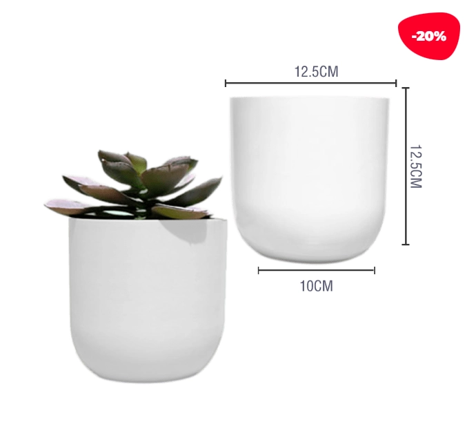 MACETERO PLASTICO CILINDRO BLANCO 12.5X10X12.5CM - 1
