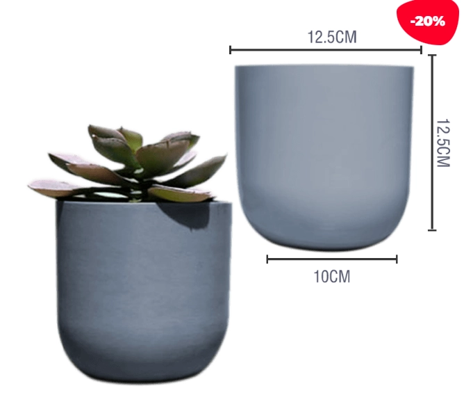 MACETERO PLASTICO CILINDRO LISO GRIS 12.5X10X12.5CM - 1