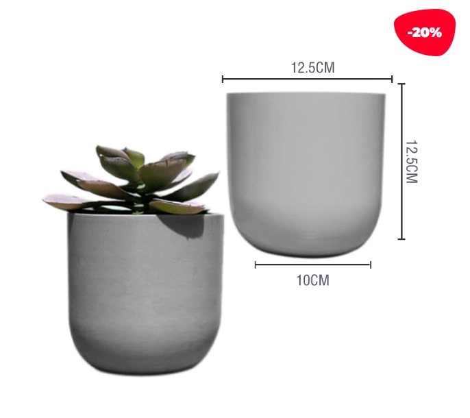 MACETERO PLASTICO CILINDRO LISO GRIS CLARO 12.5X10X12.5CM - 1